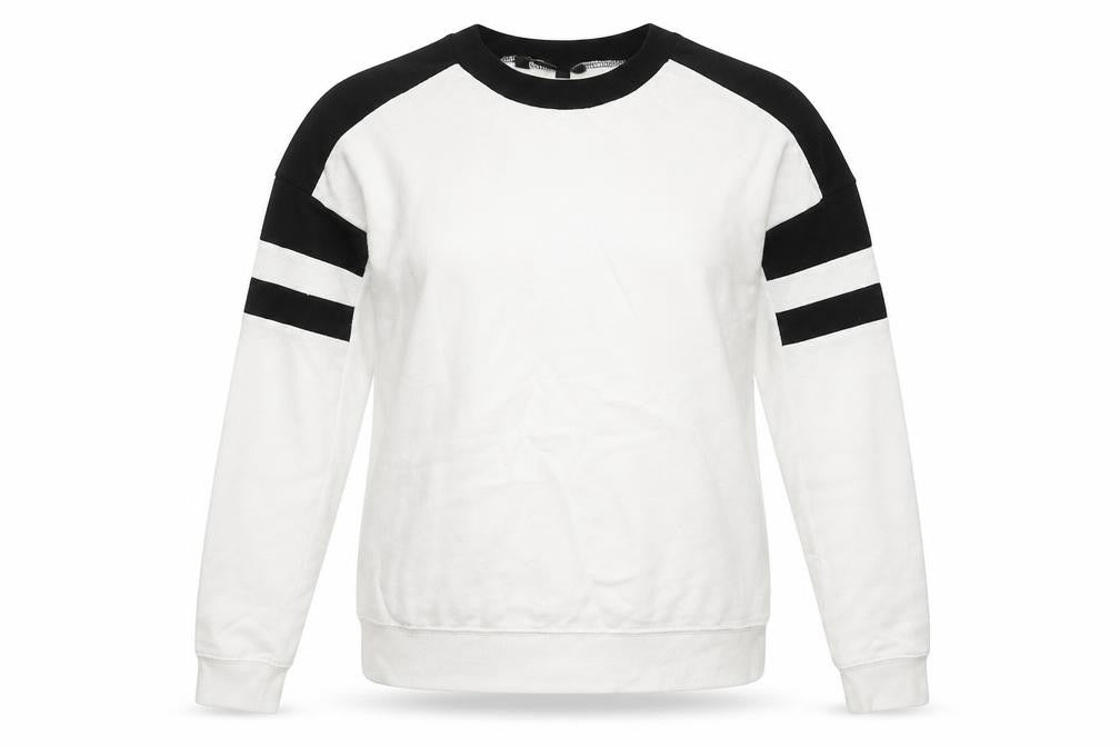 Front view of New Look women’s white cotton pullover sweatshirt, size UK 6, pullover