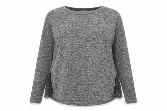 Front view of Next women’s grey round neck polyester jumper, size UK 14