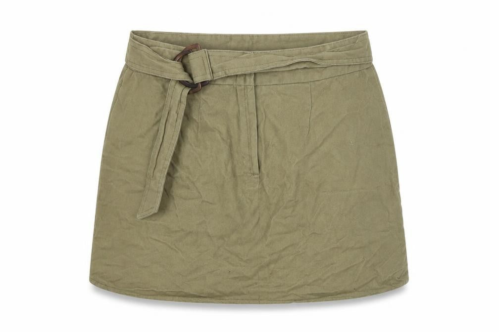 Primark Womens Green Cotton A-Line Skirt Size 8 Buckle