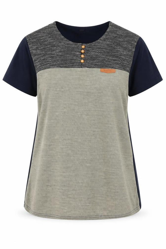 Fashion Show Womens Blue Cotton Basic T-Shirt Size 2XL Round Neck
