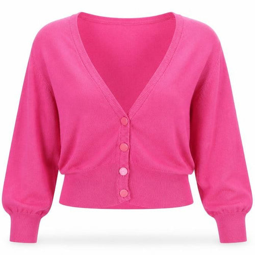 Tina Taylor Womens Pink V-Neck Acrylic Cardigan Jumper Size S