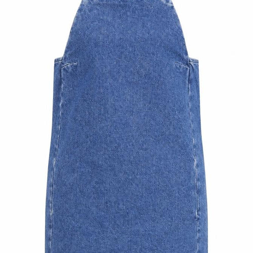 Topshop Womens Blue Cotton Pinafore/Dungaree Dress Size 4 Scoop Neck Zip