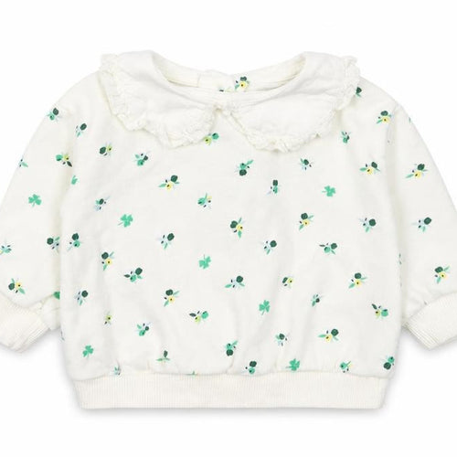 Leigh Tucker Girls White Floral Cotton Pullover Jumper Size 3-6 Months Snap