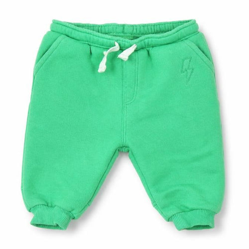 Leigh Tucker Boys Green Cotton Jogger Trousers Size 3-6 Months Drawstring