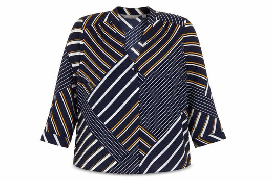 Front view of Dorothy Perkins women’s multicoloured geometric polyester basic blouse, size UK 8, v-neck