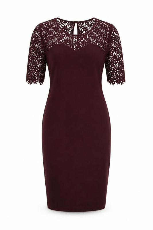 Front view of Apricot women’s red polyester bodycon, size UK 10, round neck zip
