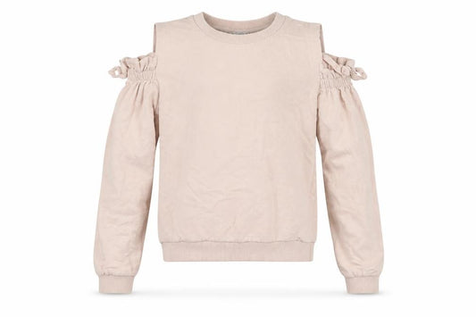 Front view of Candy girls’ pink cotton pullover sweatshirt, size 13, years
