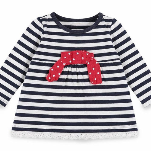 Dunnes Stores Girls Blue Striped Cotton A-Line Size 12-18 Months Crew Neck Pullover