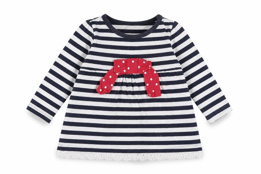 Dunnes Stores Girls Blue Striped Cotton A-Line Size 12-18 Months Crew Neck Pullover