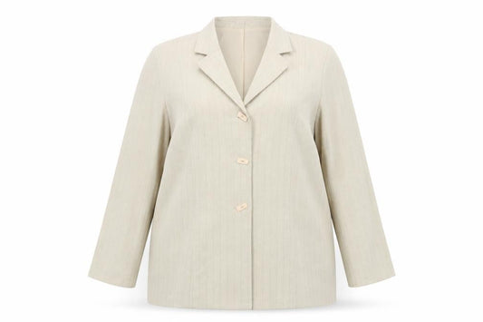 Front view of BHS women’s green striped jacket blazer, size UK 18, button