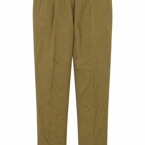 Topshop Womens Green Cotton Trousers Size 6 L28 in Regular Button