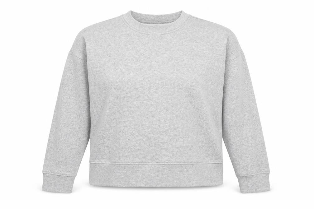 Front view of Pieces women’s grey cotton pullover sweatshirt, size XS, pullover