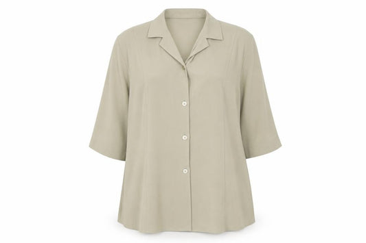 Front view of Marcona women’s beige jacket blazer, size UK 24, button