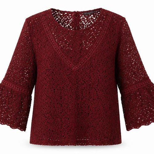 Soaked in Luxury Womens Red Round Neck Geometric Cotton Pullover Jumper Size M