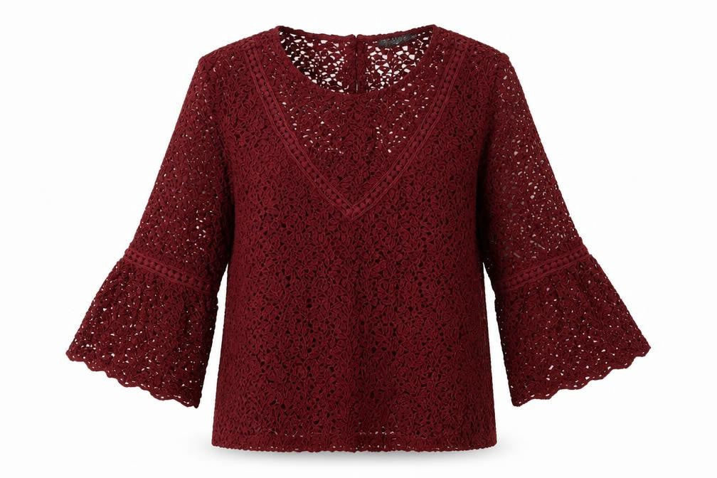 Soaked in Luxury Womens Red Round Neck Geometric Cotton Pullover Jumper Size M
