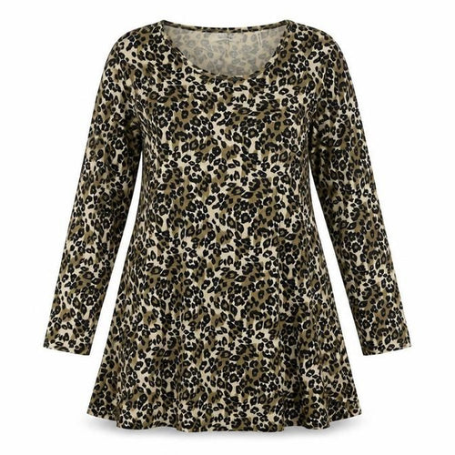 Label Be Womens Multicoloured Animal Print Cotton Skater Dress Size 14 Round Neck Pullover - Leopard pattern