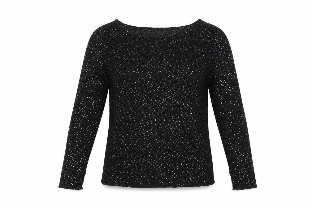 Front view of Zara women’s black boat neck polyester jumper, size M