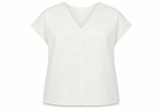 Front view of Primark women’s white polyester basic blouse, size UK 14, v-neck