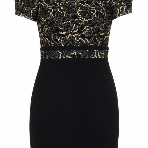 Paper Dolls Womens Black Floral Viscose Mini Size 10 Off the Shoulder Zip - Lace Detail
