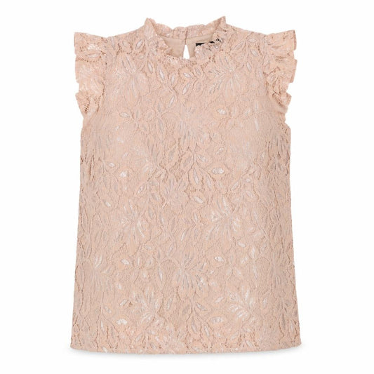 Front view of Atmosphere women’s pink floral nylon basic tank, size UK 12, high neck - lace