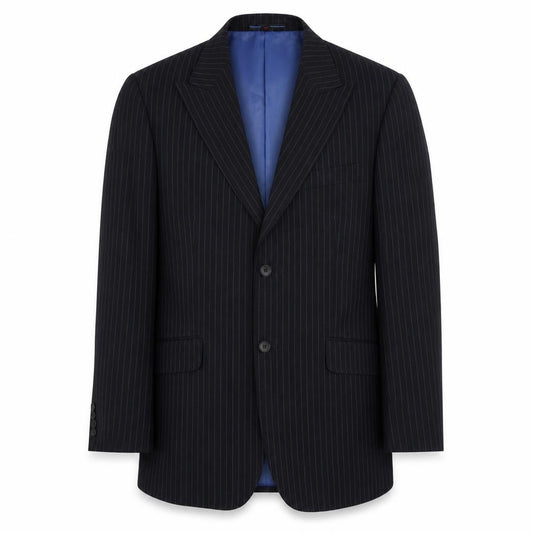 Front view of Countered men’s black striped polyester jacket suit jacket, size 40