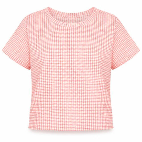 New Look Womens Pink Check Polyester Camisole T-Shirt Size 8 Round Neck