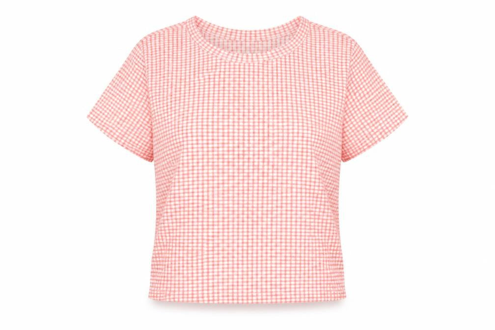 New Look Womens Pink Check Polyester Camisole T-Shirt Size 8 Round Neck