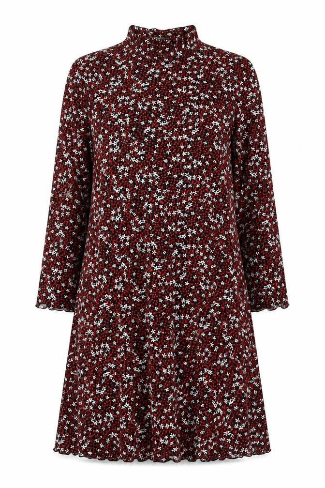 Front view of Primark women’s multicoloured geometric polyester a-line, size UK 6, high neck pullover