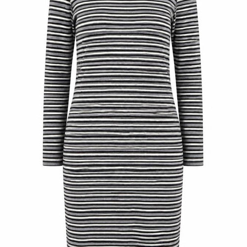Primark Womens Grey Striped Cotton T-Shirt Dress Size 8 Round Neck Pullover