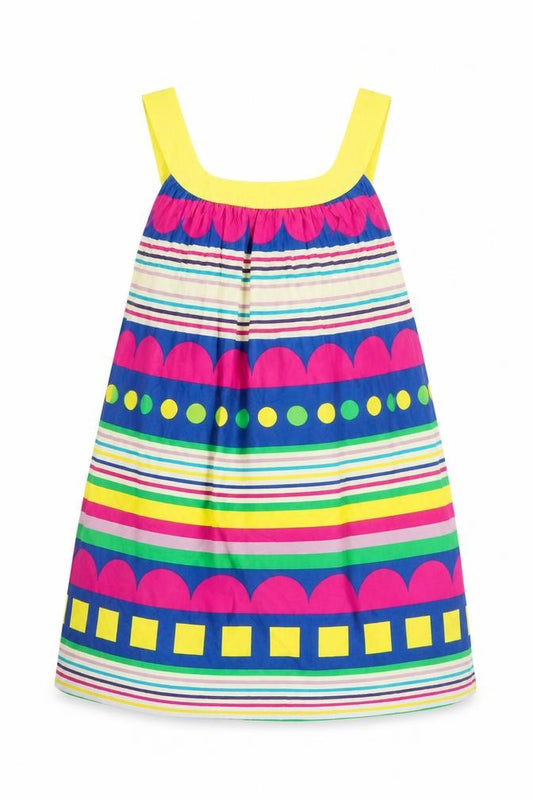 Front view of United Colors of Benetton women’s multicoloured striped cotton a-line, size XS, round neck pullover