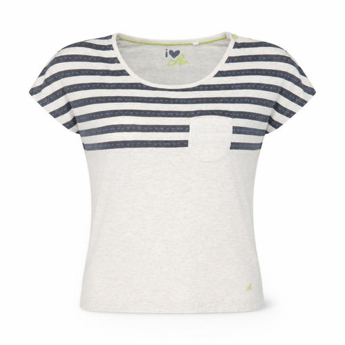 Marks and Spencer Womens Ivory Striped Cotton Basic T-Shirt Size 2XS Round Neck