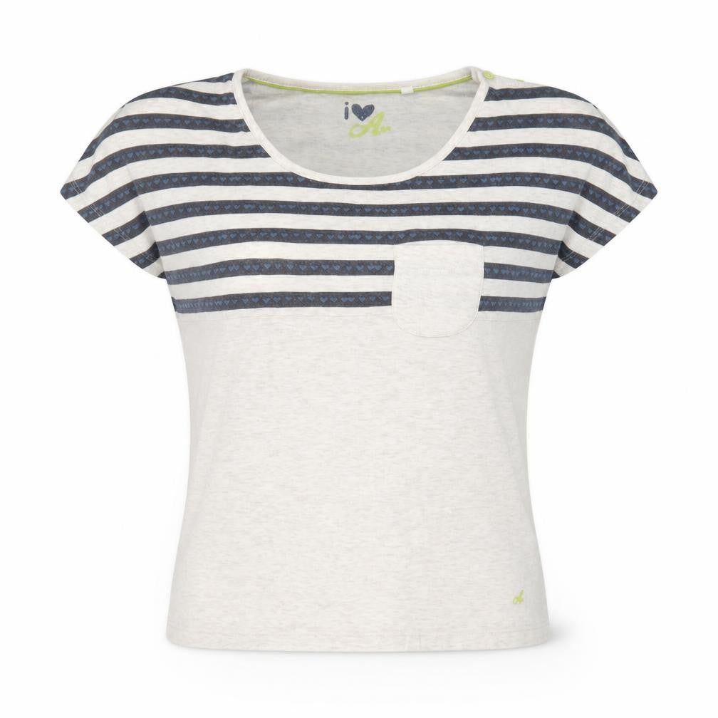 Marks and Spencer Womens Ivory Striped Cotton Basic T-Shirt Size 2XS Round Neck