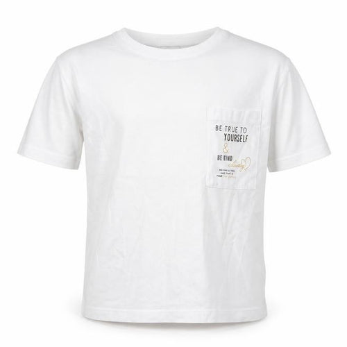 Miss Evie Girls White Cotton Basic T-Shirt Size 7-8 Years Crew Neck Pullover - Be True To Yourself