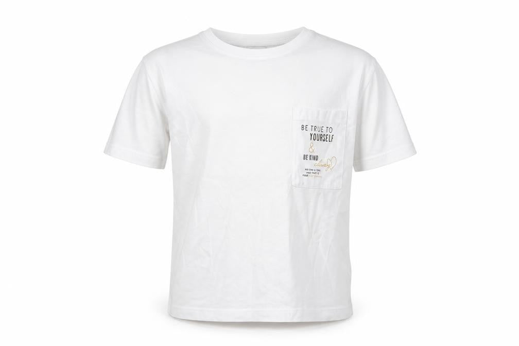 Miss Evie Girls White Cotton Basic T-Shirt Size 7-8 Years Crew Neck Pullover - Be True To Yourself