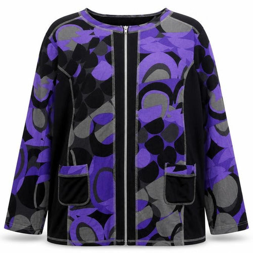 Signature Experience Womens Multicoloured Roll Neck Geometric Viscose Full Zip Jumper Size 2XL