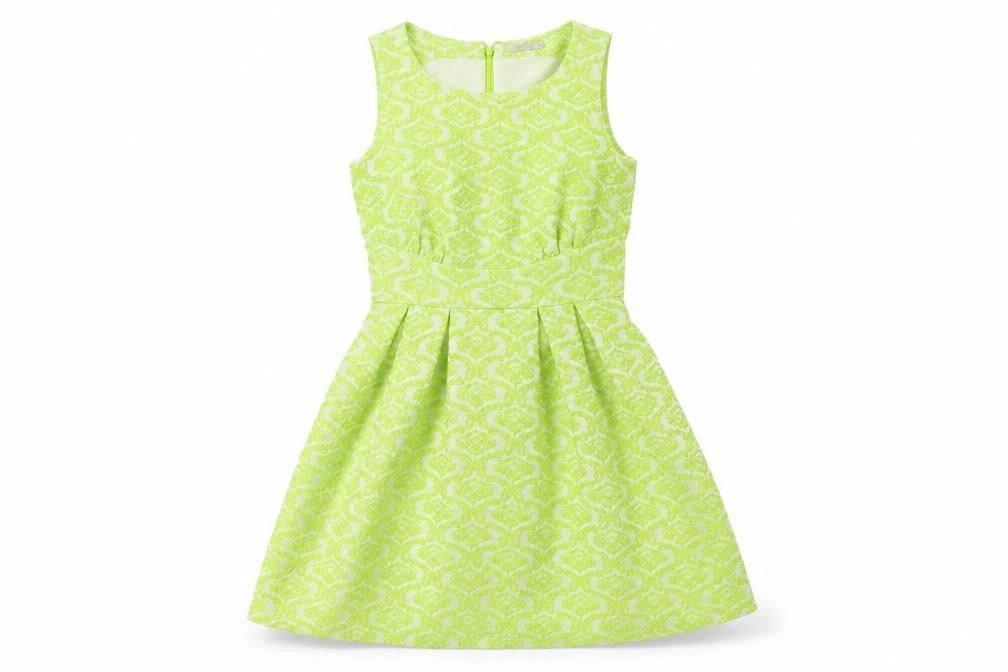 Darling Womens Green Geometric Polyester Fit & Flare Size XS Boat Neck Zip