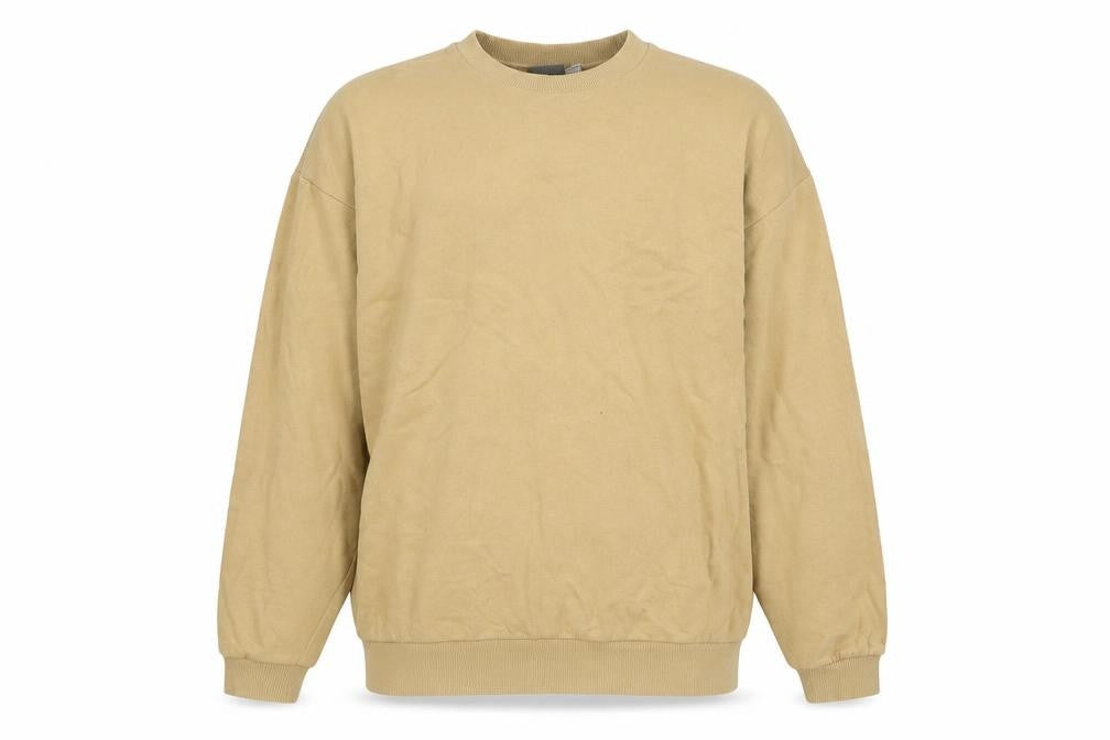 Front view of ASOS men’s beige cotton pullover sweatshirt, size S