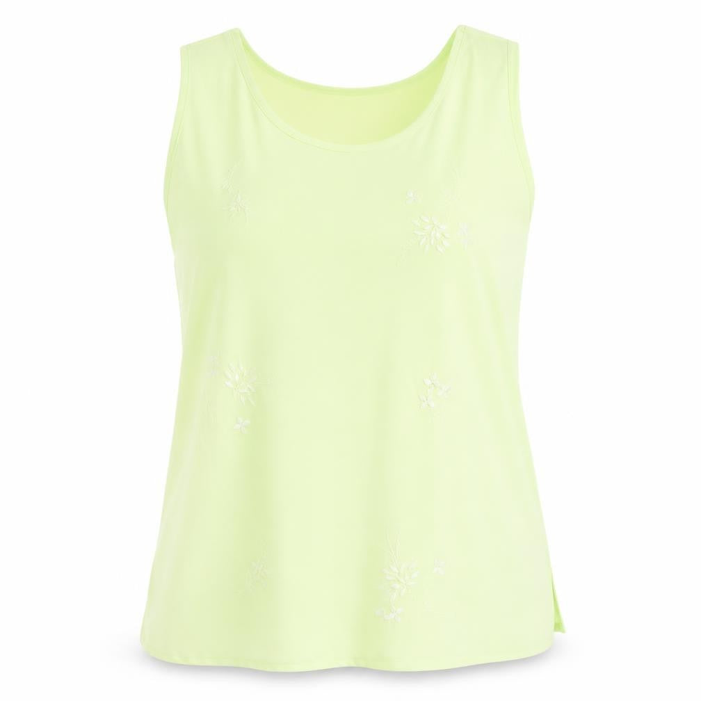 Sara Neal Womens Green Floral Polyester Basic T-Shirt Size 16 Scoop Neck