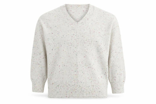 Front view of F&F men’s multicoloured v-neck geometric polyester jumper, size L