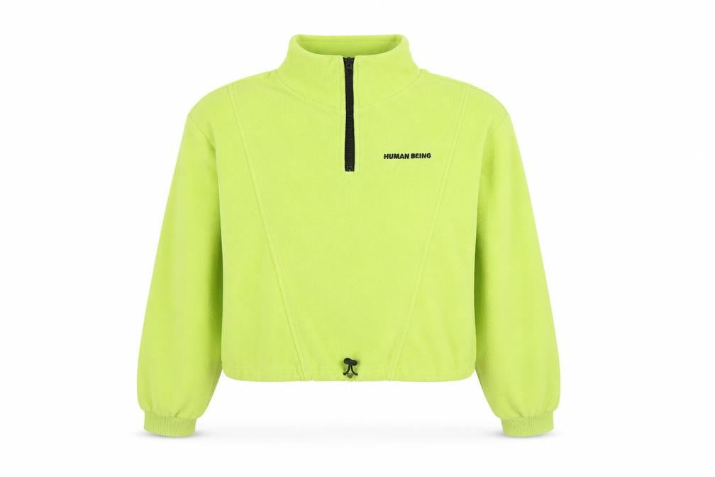 Front view of H&M women’s green jacket, size XS, zip - human being