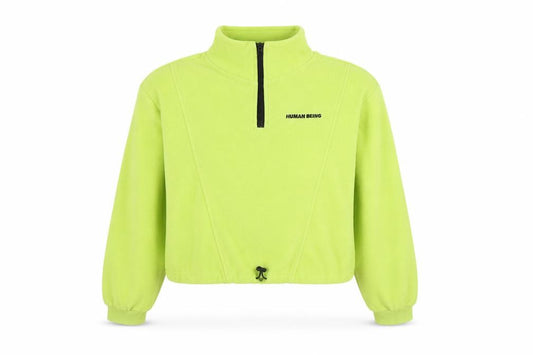 Front view of H&M women’s green jacket, size XS, zip - human being