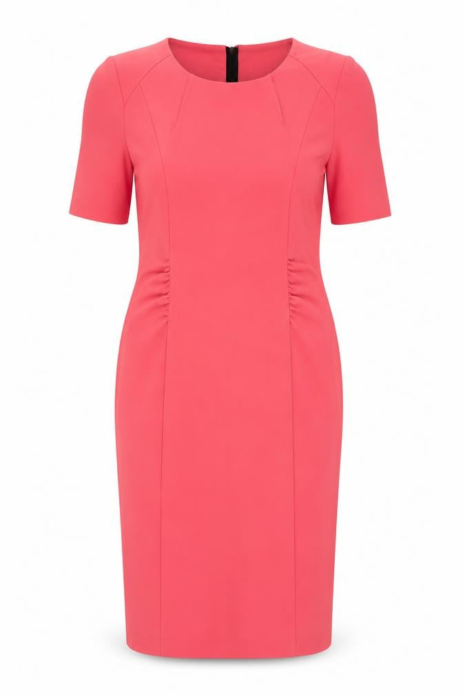 APANAGE Womens Pink Polyester Pencil Dress Size 14 Round Neck Zip