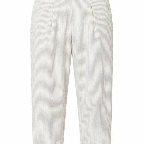Stradivarius Womens Beige Striped Viscose Chino Trousers Size S L24 in Regular Drawstring