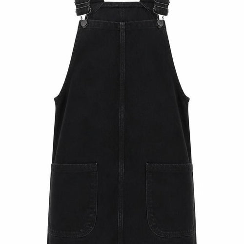 New Look Womens Black Cotton Pinafore/Dungaree Dress Size 6 Square Neck Pullover