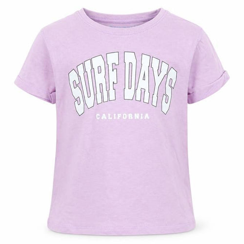 Primark Girls Purple Cotton Basic T-Shirt Size 4-5 Years Round Neck Pullover - California