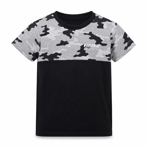 Matalan Boys Black Camouflage Cotton Basic T-Shirt Size 6 Years Round Neck Pullover - World Wide
