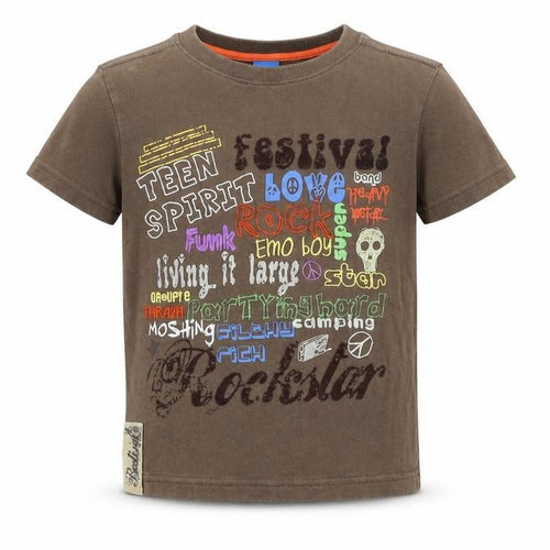 Adams Boys Brown Cotton Basic T-Shirt Size 4 Years Round Neck Pullover - Festival