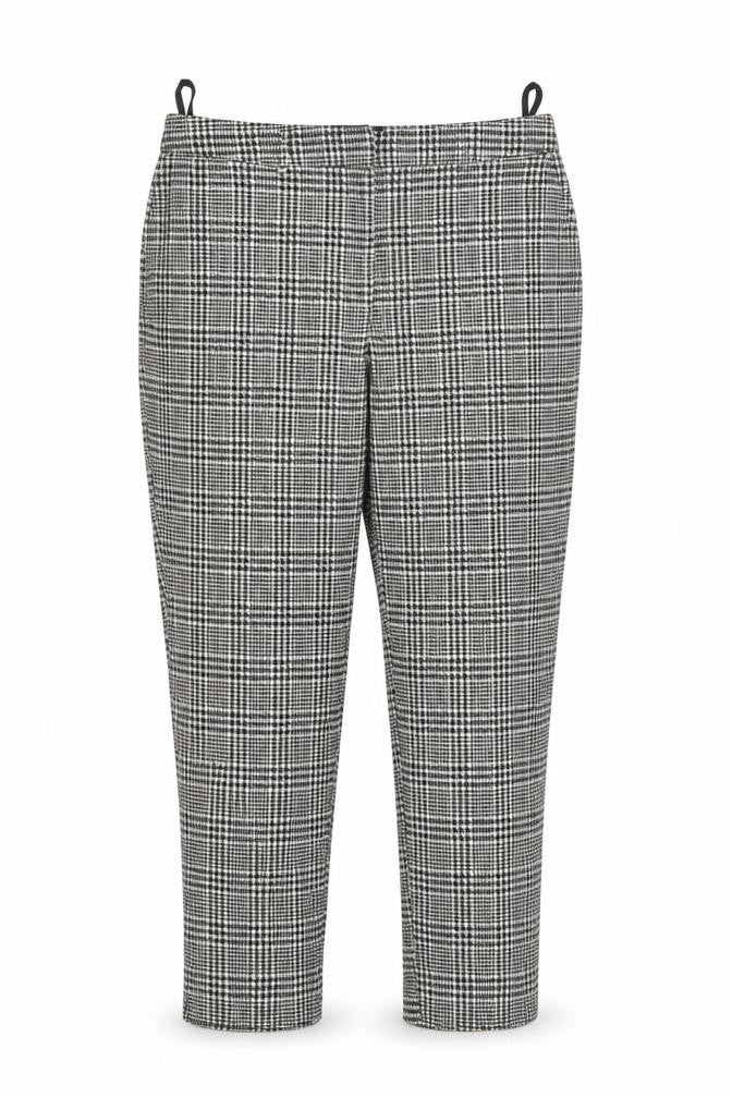 Dorothy Perkins Womens Black Geometric Polyester Trousers Size 12 L25 in Regular Button - Houndstooth