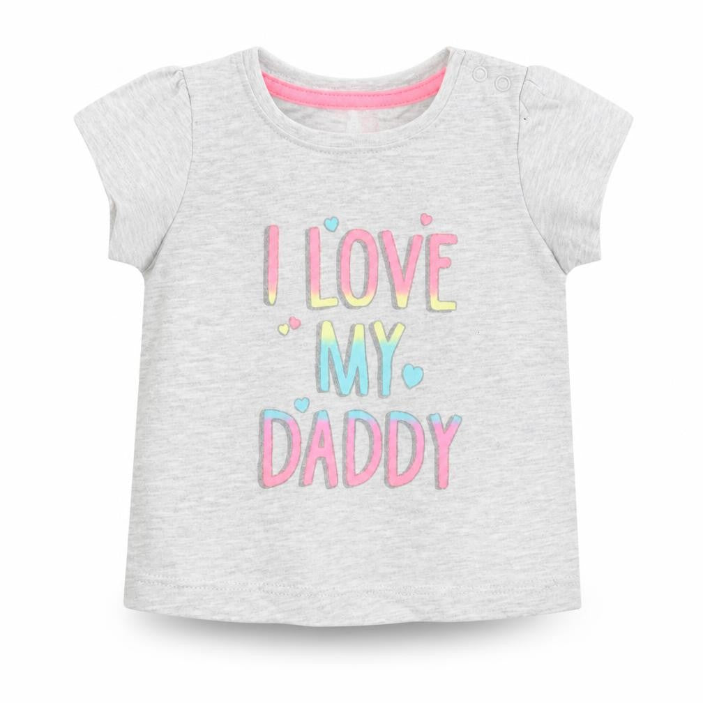Primark Girls Grey Cotton Basic T-Shirt Size 3-6 Months Round Neck Pullover - I Love My Daddy