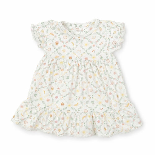 Nutmeg Girls Multicoloured Floral Cotton Skater Dress Size 6-9 Months Round Neck Snap